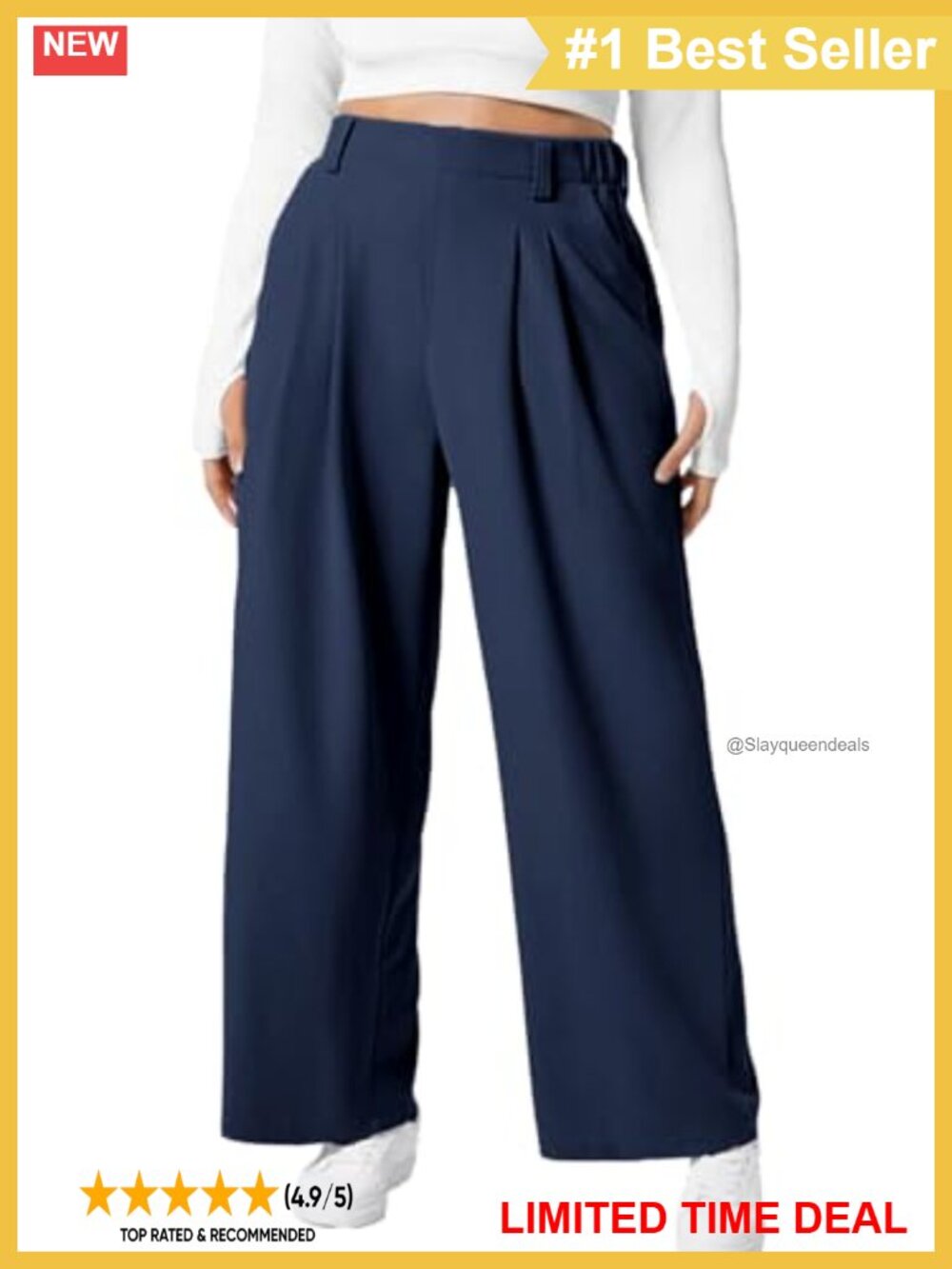 Plus Size Wide Leg Dress Pants Fleece Lined High Waist Business Casual